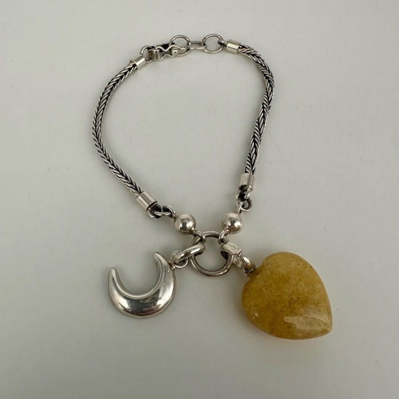 Silver and Gold Heart Charm Bracelet